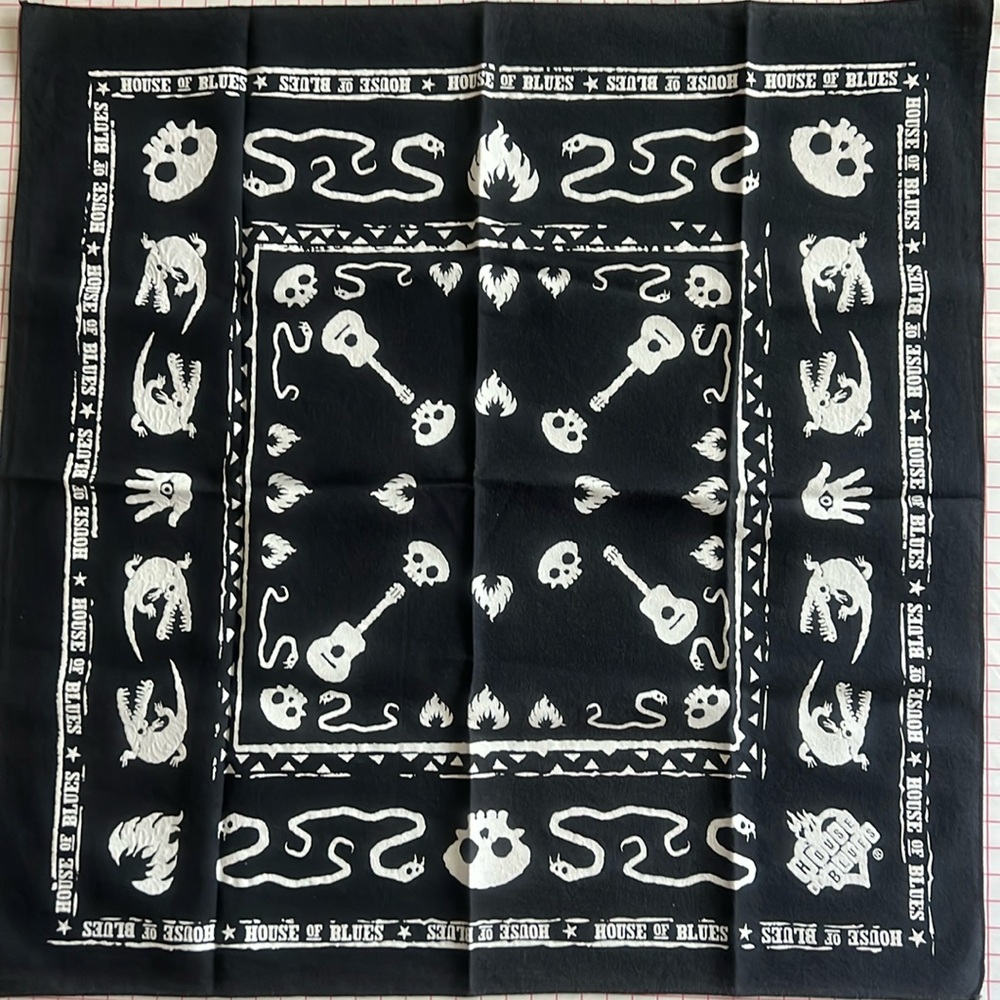 Vintage - House of Blues Black and White Bandanna + a Bonus Brit Flag Bandana